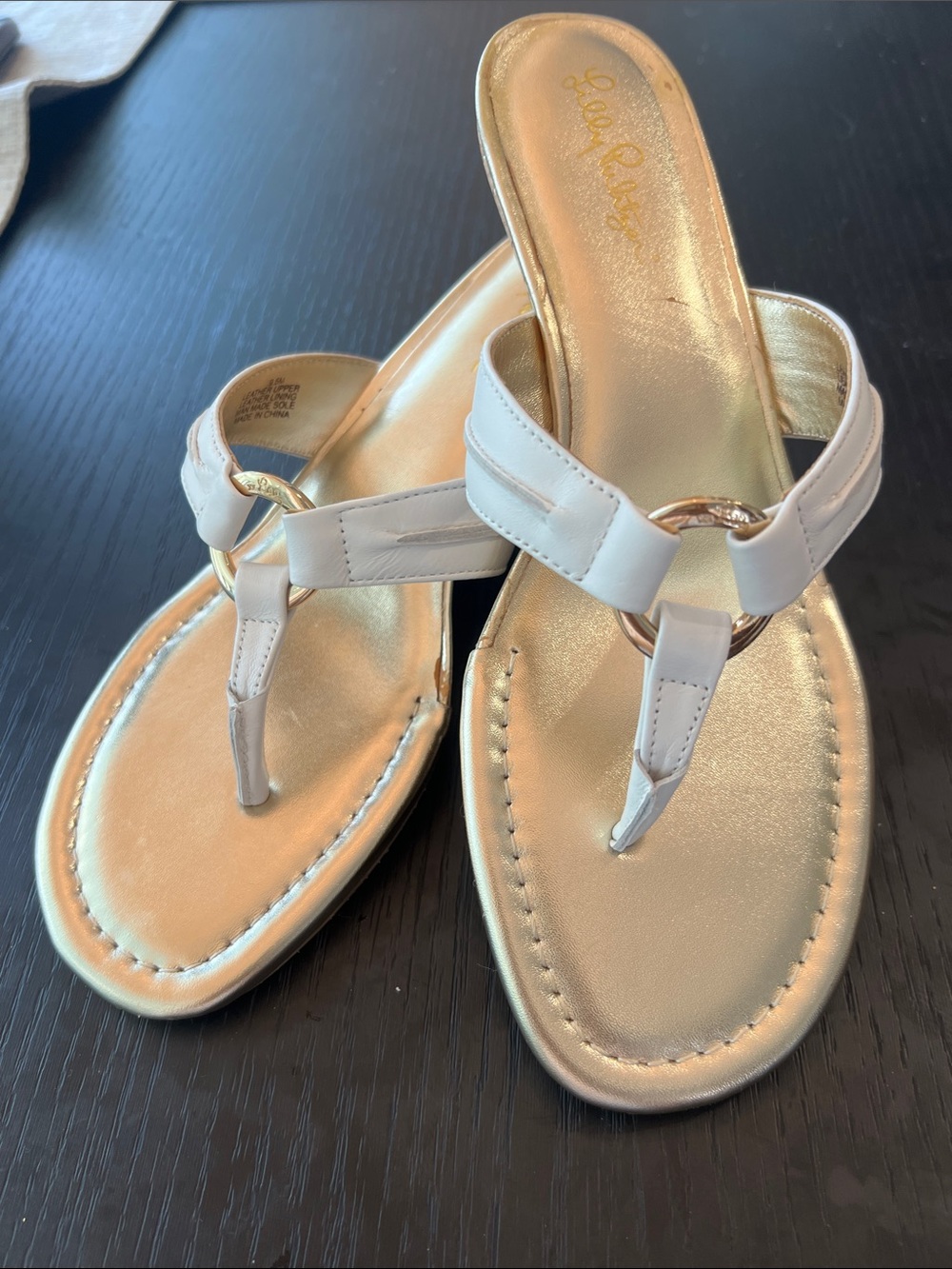 Lilly Pulitzer white and gold sandals size 9.5